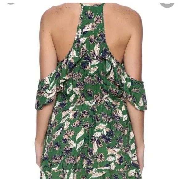 DRESS FORUM LOS ANGELES. Green floral dress with ruffle sleeves - Picture 2 of 4